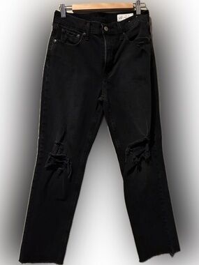 GAP Black Ripped cheeky straight High-Rise Jeans